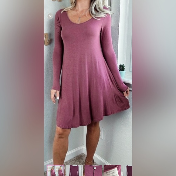 Boutique Chic Purple long sleeve fit & flare dress size medium - Picture 1 of 2